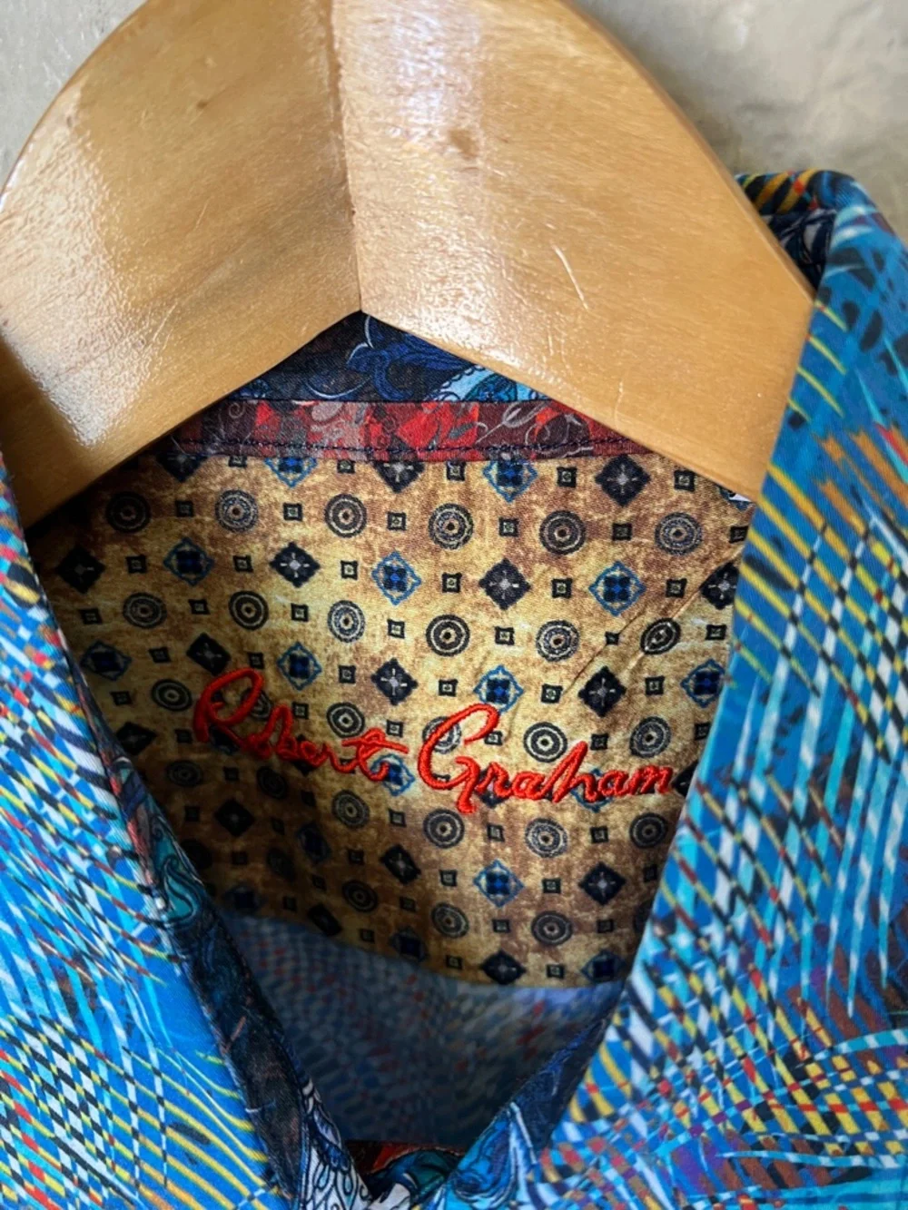 Robert Graham blue abstract geometric button down long sleeve shirt - Picture 5 of 11